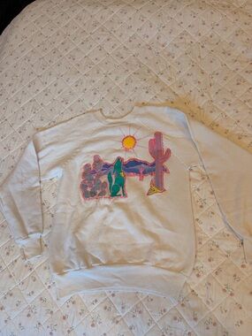 Vintage 1980s Sweatshirt with Colorful Desert Graphic